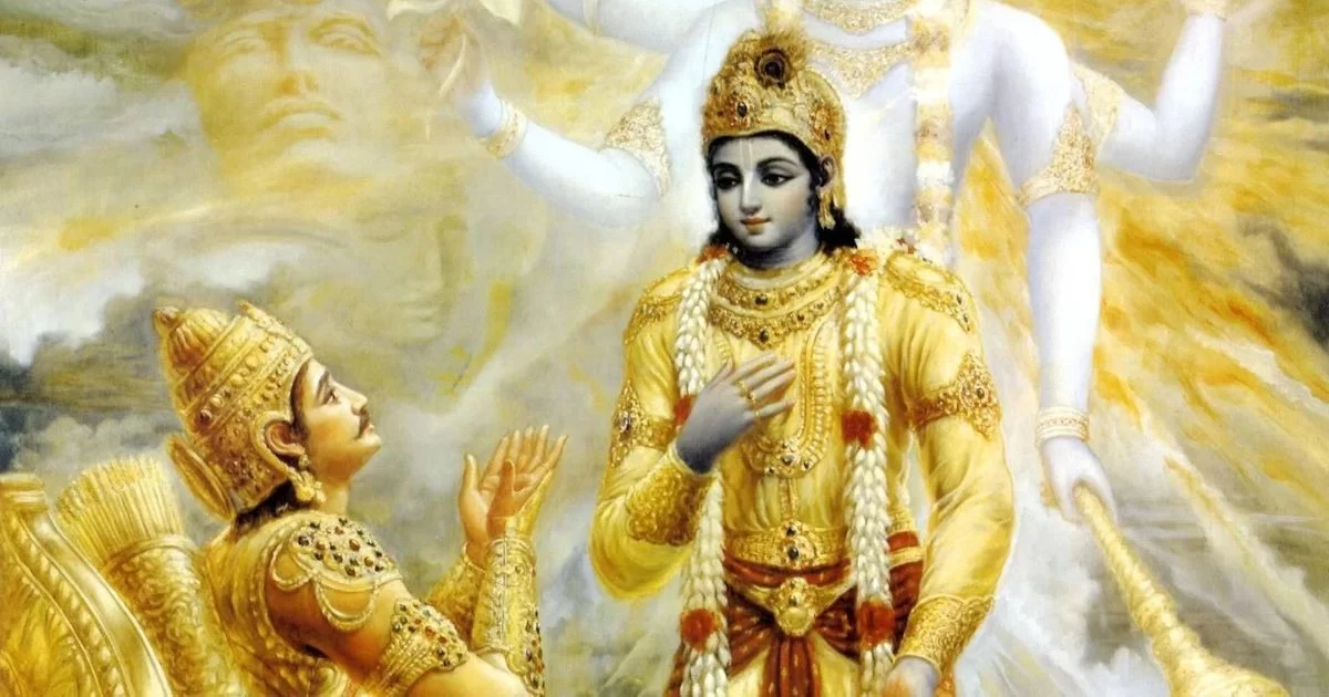 Krishna teaching Arjuna about Dharma