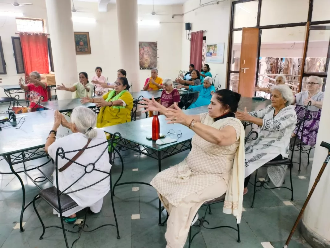 senior citizen elderly meditation central delhi by karmicbuzz foundation, conducted by kashish gambhir 