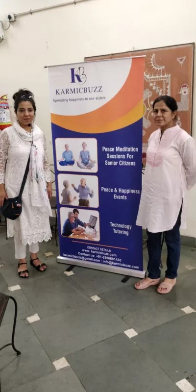 senior citizen elderly meditation central delhi by karmicbuzz foundation, conducted by kashish gambhir 